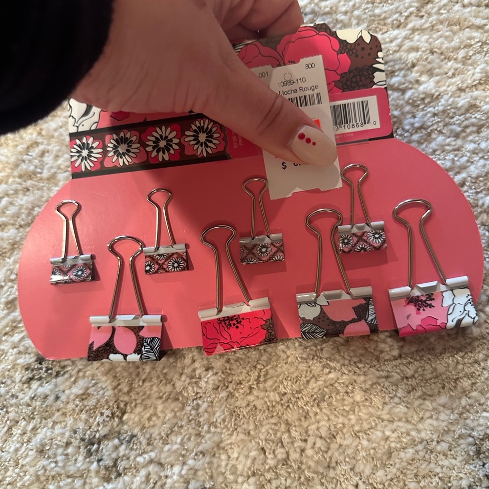 Vera Bradley Mocha Rouge Binder Clips - Picture 4 of 4